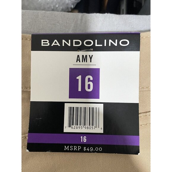Bandolino Womens Amy Pants Modern Straight Leg Tan Tummy Slimming Comfort Sz 16 - Picture 10 of 13